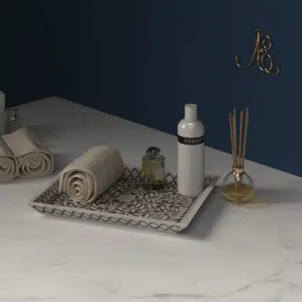 Floral Pattern Bone Inlay Serving Tray