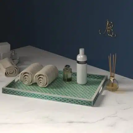 Floral Embellished Bone Inlay Serving Tray