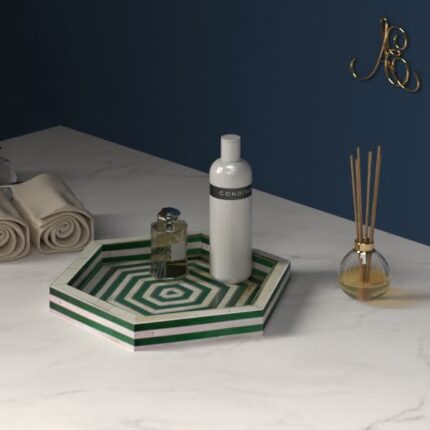 Hexagonal Bone Inlay Serving Tray
