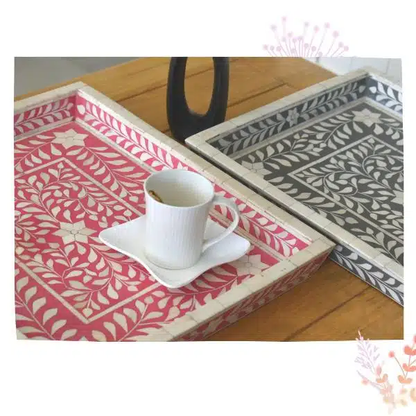 Elegant Bone Inlay handmade designer Serving Tray