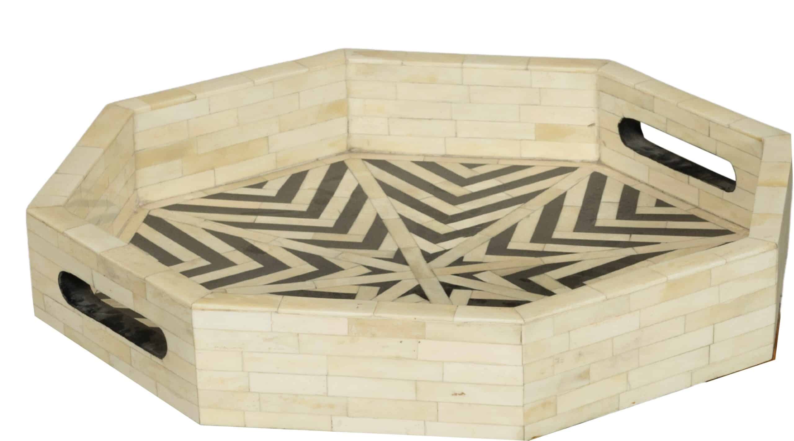 F-11107-BO-C1-D11 Stellar Bone Inlay Octagonal Tray