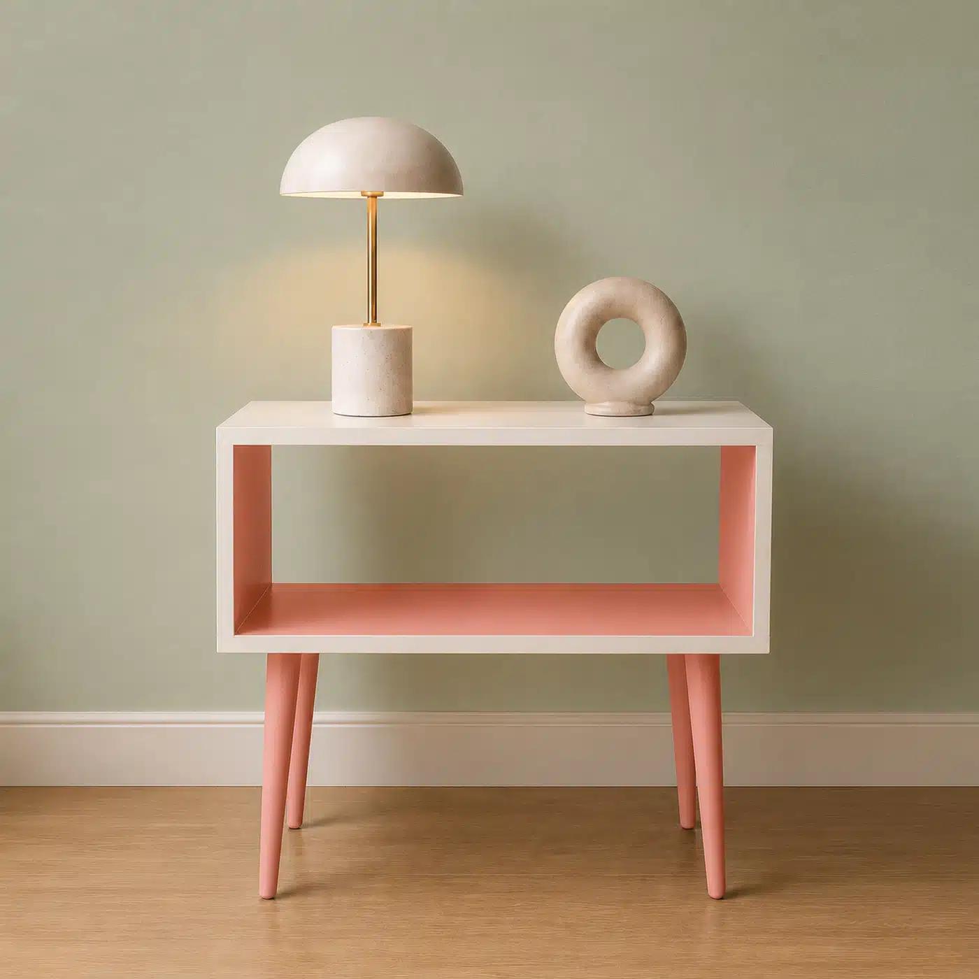 F-1118-MDF-C20 ACE CRAFTIQUE Wooden Bedside Table with Open Storage | Nightstand for Bedroom | Compact Side Table Design - Image 1
