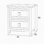 2 Drawer Bedside Table Technical drawing