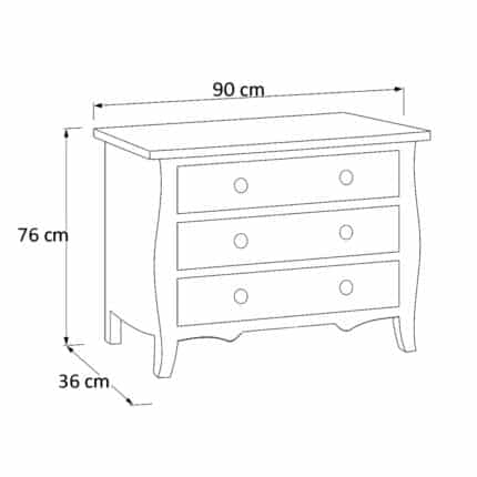 3 drawer french chest