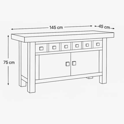 6 Drawers 2 Door Chest - Dimension