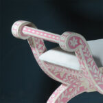 Handcrafted Bone Inlay Vanity Seat with Intricate Design- Pink View 04