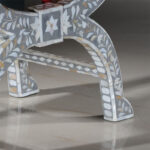 Handcrafted Mother of Pearl Vanity Seat front view with intricate patterns- View 05