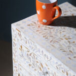 Elegant Mother of Pearl Bedside Table-WHITE- VIEW 03