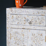 Elegant Mother of Pearl Bedside Table-WHITE- VIEW 04