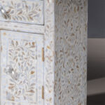 Elegant Mother of Pearl Bedside Table-WHITE- VIEW 06