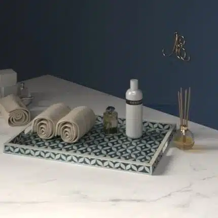 Geometric Design Bone Inlay Serving Tray