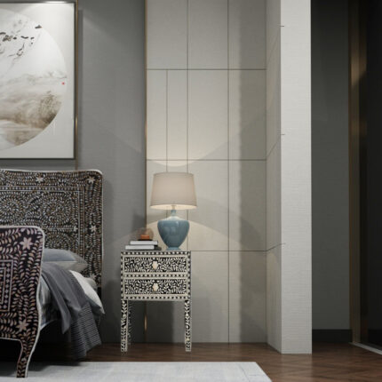 Luxe Bone Inlay Bedside Cabinet View 02