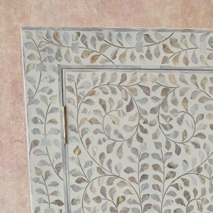 Elegant Mother of Pearl Armoire with Artistic Patterns View 04
