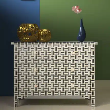 Artistic Bone Inlay Storage Unit
