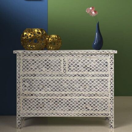 Unique Bone Inlay Drawer Chest