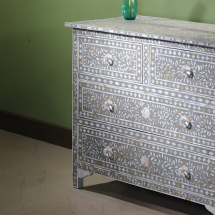 Elegant Inlay Chest of Drawers Grey View 05