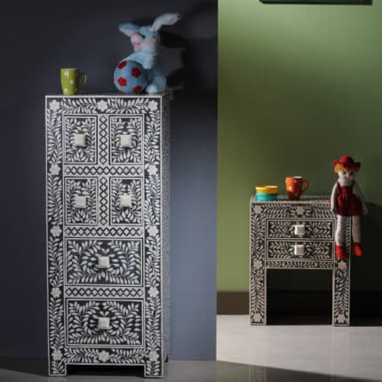 Signature Bone Inlay Storage Cabinet Black view 02