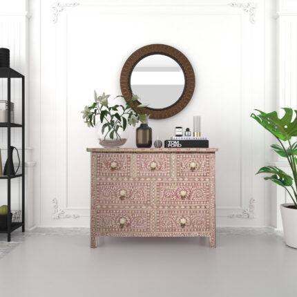 Heritage Bone Inlay Drawer Chest Pink View 02