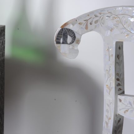 Floral Pearl Inlay Dining Chair set of 2 - white - view 02