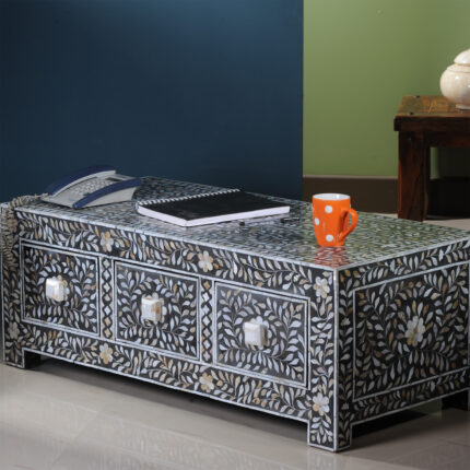 Elegant Mother of Pearl Coffee Table- Black View 02