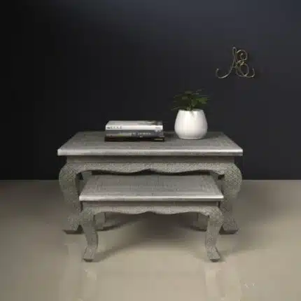 Elegant Embossed Inlay Coffee Table Set