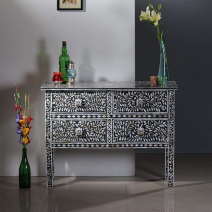 Elegant Mother of Pearl Console Table Front view