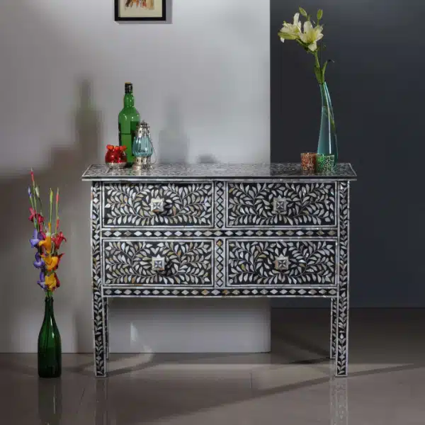 Elegant Mother of Pearl Console Table Front view