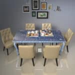 Elegance Mother of Pearl Dining Table showcasing intricate inlay design - BLue Top view 02