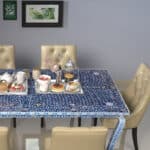 Elegance Mother of Pearl Dining Table showcasing intricate inlay design - BLue Top view 08