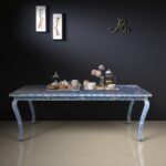Elegance Mother of Pearl Dining Table showcasing intricate inlay design - BLue Single view 01