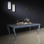 Elegance Mother of Pearl Dining Table showcasing intricate inlay design - BLue Single view 02