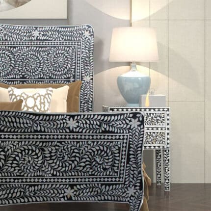 Handcrafted Bone Inlay Bed with intricate design and handcrafted details-view-07