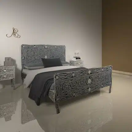 Handcrafted Bone Inlay Bed with intricate design and handcrafted details