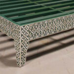 Majestic Bone Inlay Bed with Artistic Design- Leg Detail View