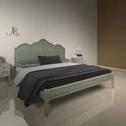 Elegant Majestic Bone Inlay Bed with detailed craftsmanship