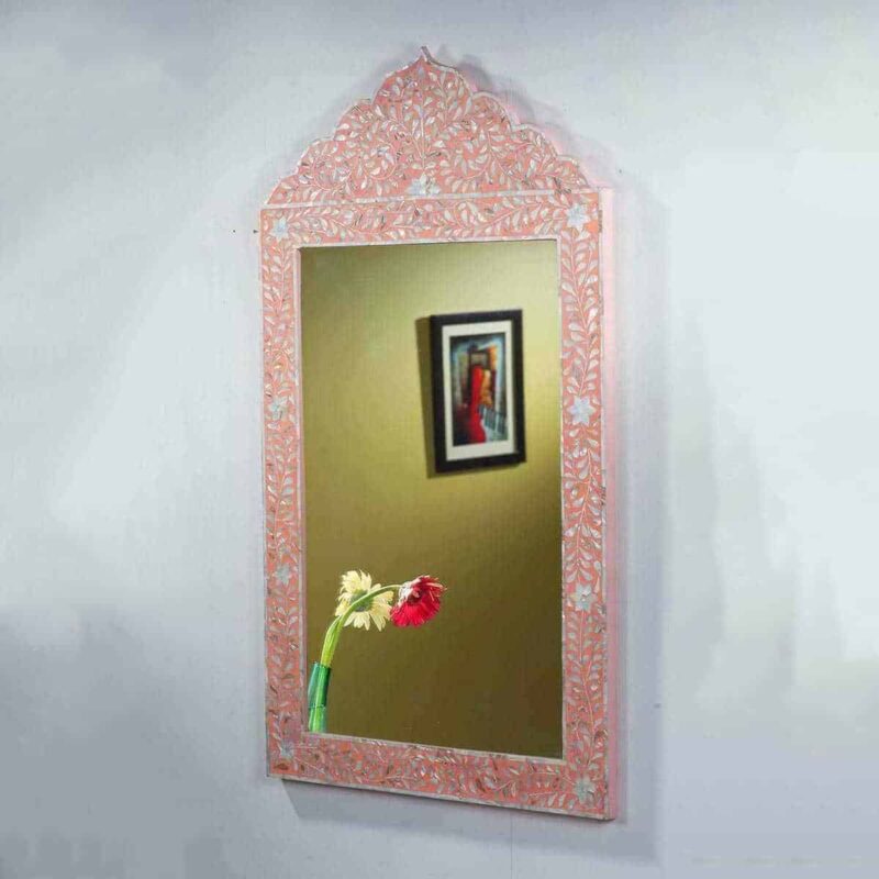 Arch Top Floral Inlay Mirror