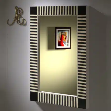 Elegant Striped Bone Inlay Wall Mirror