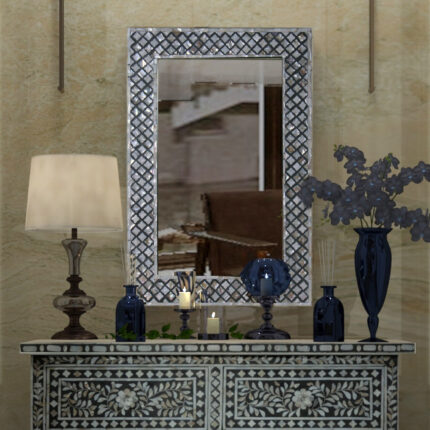 Diamond Pattern Inlay Mirror - Black View 02