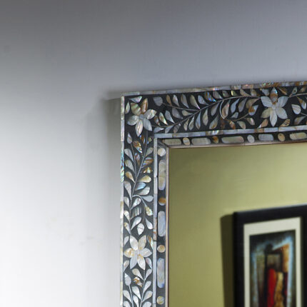 Elegant Floral Inlay Wall Mirror View 2