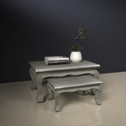 Elegant Embossed Inlay Coffee Table Set view 02