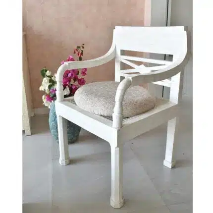 Stunning Bone Inlay Armchair with Cushioned Seat and cane work