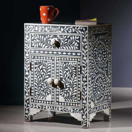 Premium Bone Inlay Bedside Table