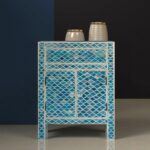 Carved Bone Inlay Bedside Table