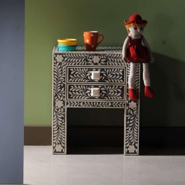 Sculpted Bone Inlay Nightstand