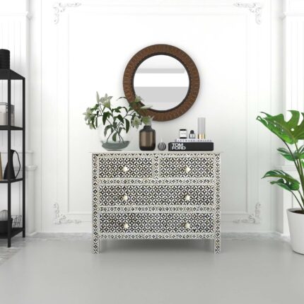 Artistic Bone Inlay Storage Chest - Black- View 04