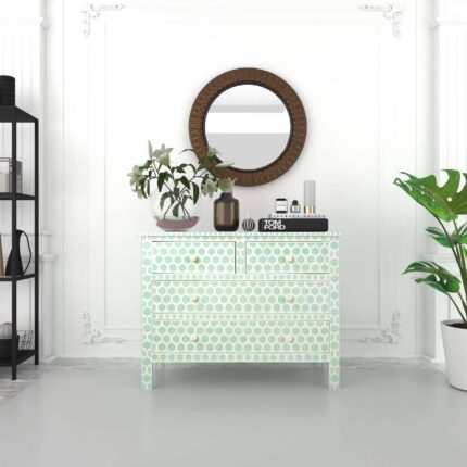 Timeless Inlay Chest of Drawers - Light Green View 02