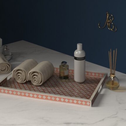 Diamond Shape Bone Inlay Serving Tray