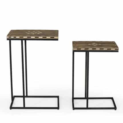 Arden wooden Bone Inlay Side Table view 02