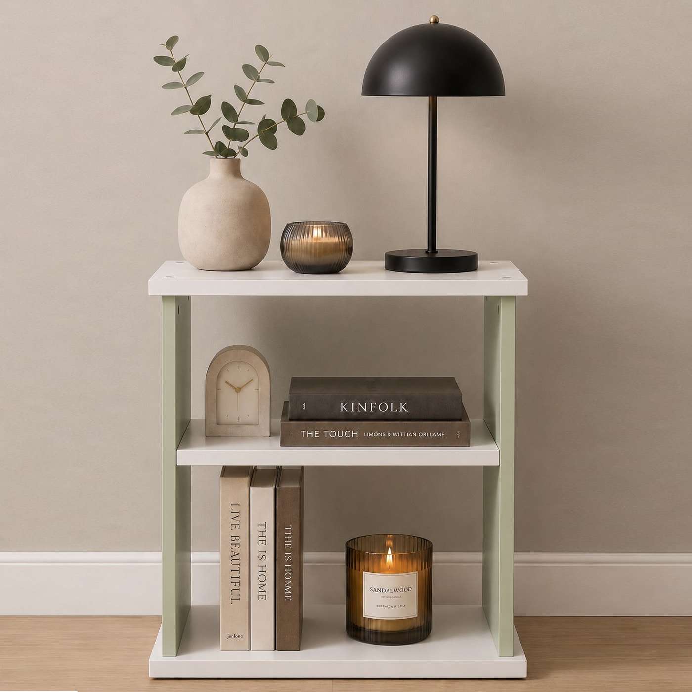 F-1117-MDF-C19 2-Tier Flat Base Bedside Table - Compact MDF End Table - Image 1