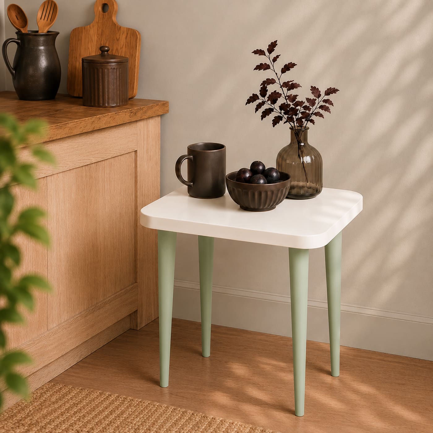 F-18118-MDF-C19 Rectangle End Table - Small White Side Table for Bedroom - Image 1